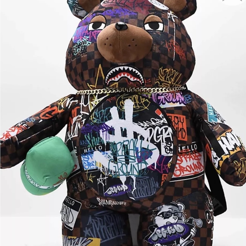 Graffiti Bear Plush with Green Cap - Picture 2 of 8